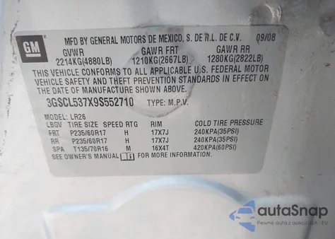 2009 Saturn Vue V6 Xr from USA, damaged, VIN 3GSCL537X9S552710